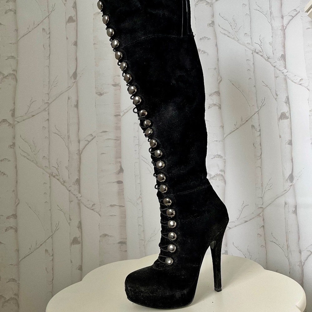 Black Buttoned Over the Knee Boots